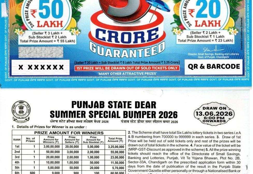 Punjab State Summer Special Bumper Lottery Result 2026